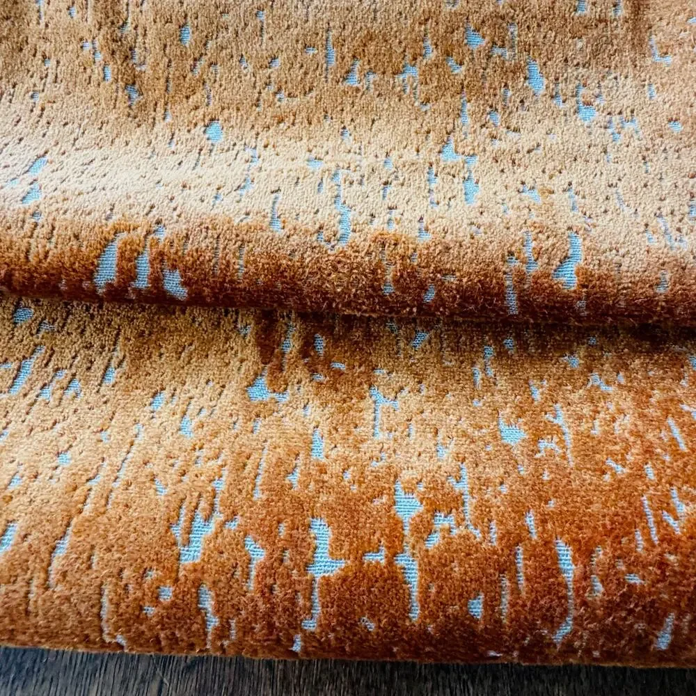 Set of 2 Burnt Orange Textured Velvet Square Mod Minimalist Pillow Covers 23x23